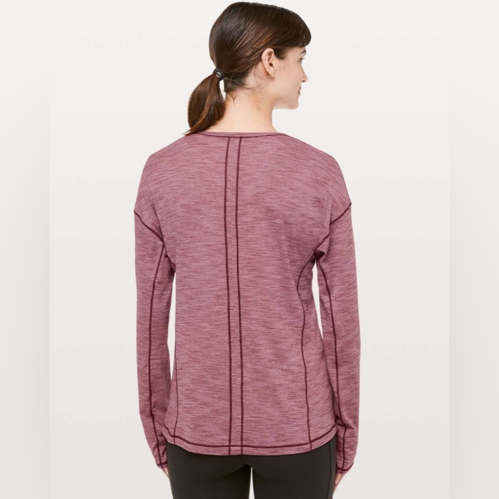 Lululemon Athletica Sweat Embrace Long Sleeve Heathered Merlot Size 10 - Picture 2 of 5